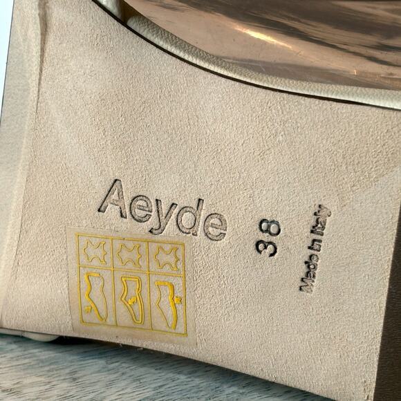 Aeyde Cloe Slide Sandals Cream Nappa Leather Flat Slip On Made In Italy 38 - Picture 5 of 7